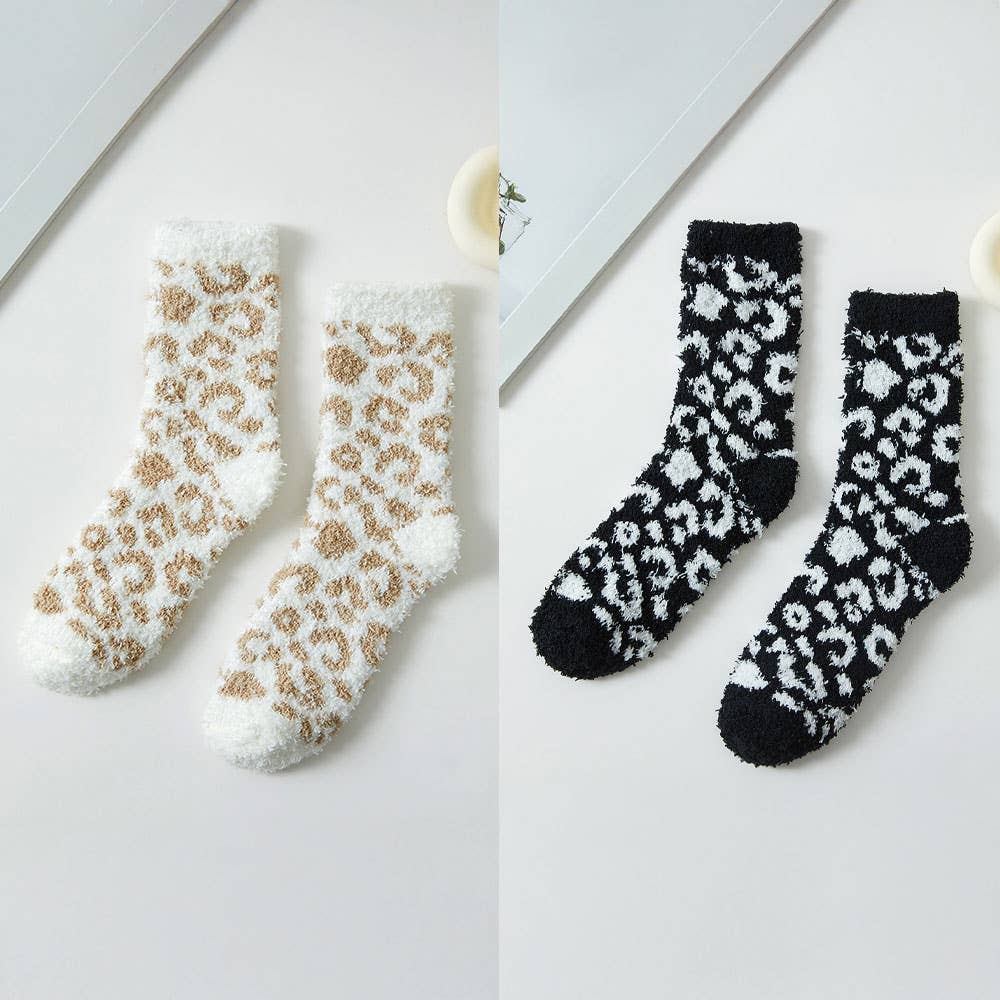Fuzzy Leopard Socks