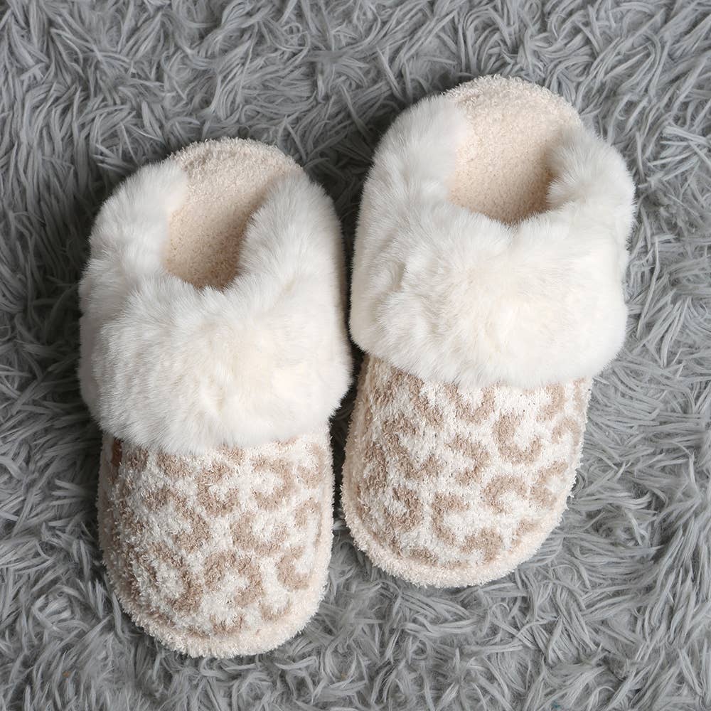 Leopard Faux Fur Indoor Slippers