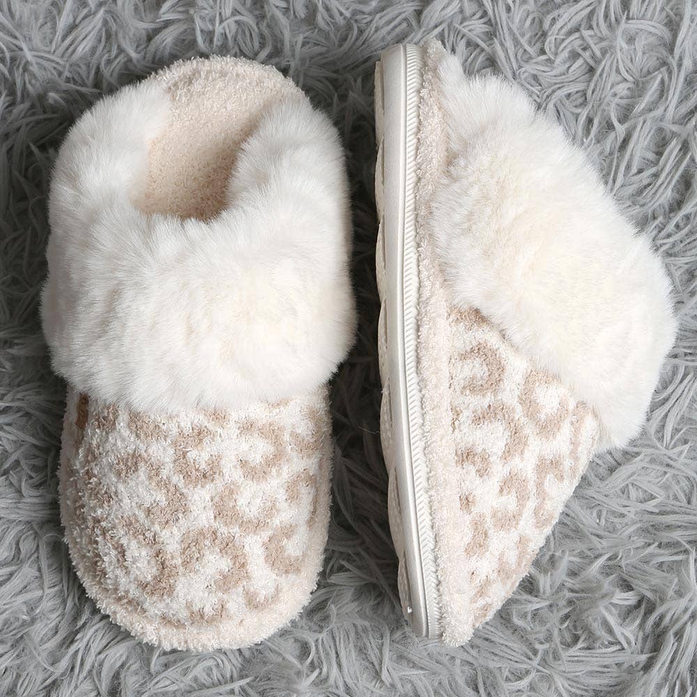 Leopard Faux Fur Indoor Slippers