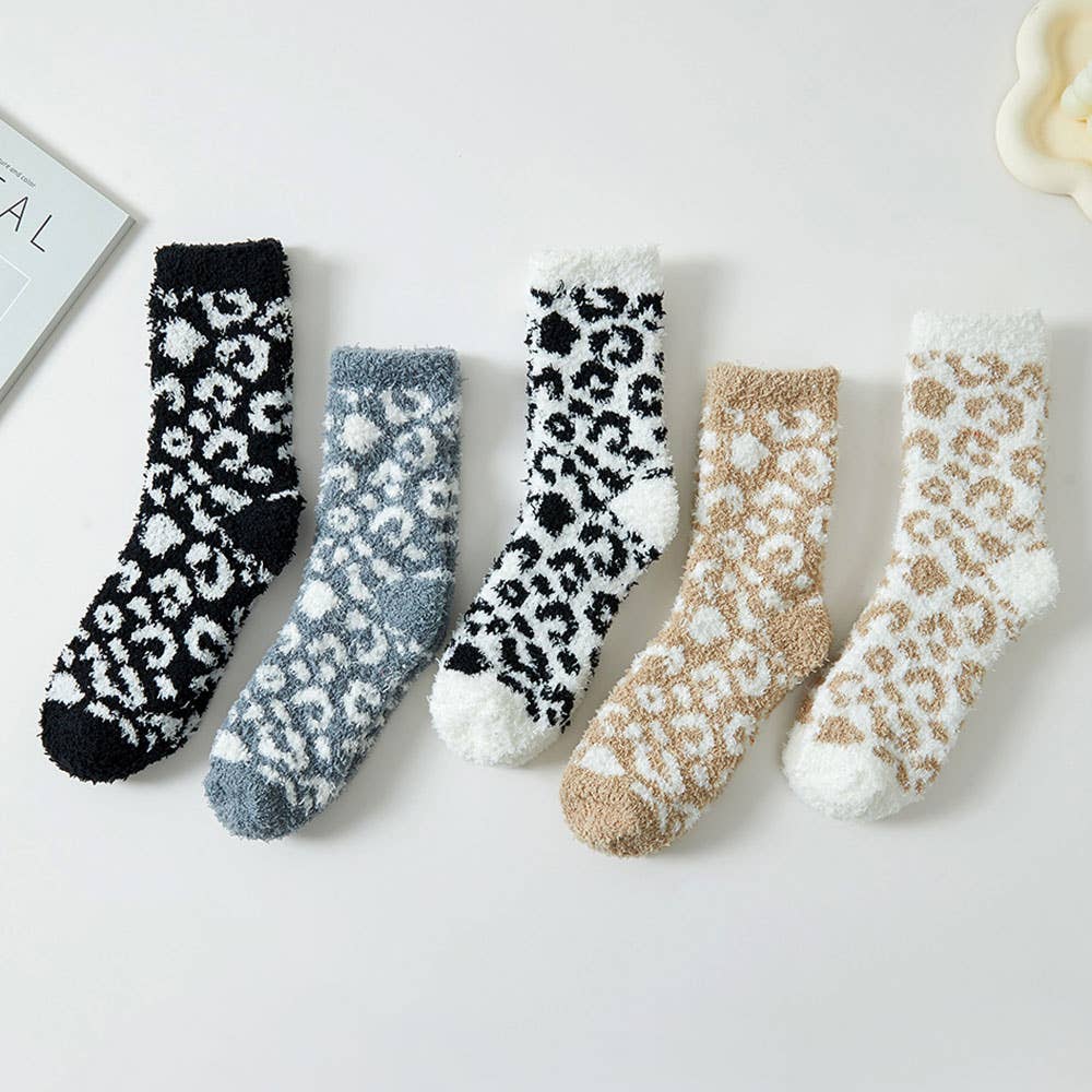 Fuzzy Leopard Socks