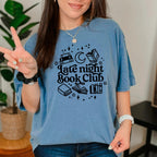 Late Night Book Club Tee – Cozy Reading Graphic Shirt | Vintage Bookish Apparel