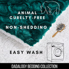 DaDa Bedding Emerald Green Blue Faux Fur Sherpa Throw Blanket