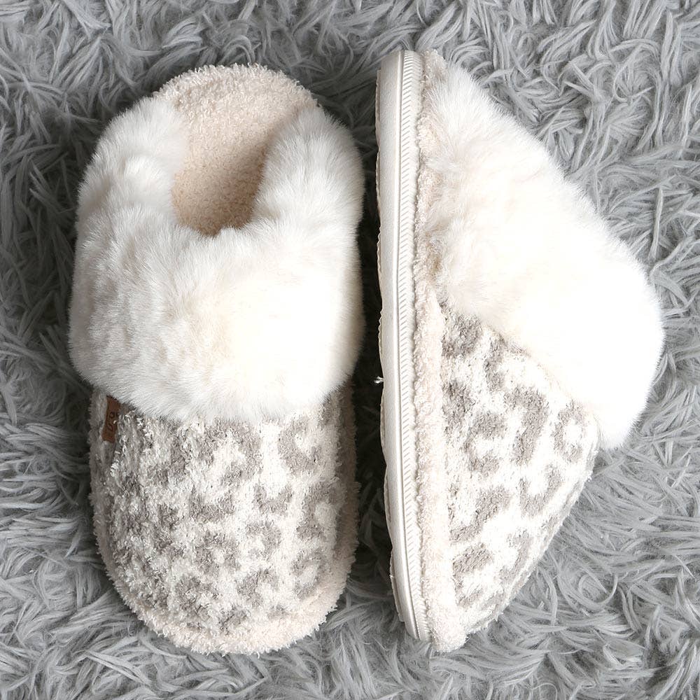 Leopard Faux Fur Indoor Slippers