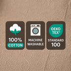 DaDa Bedding Elegant Fringed Cotton Quilted Throw Blanket - Luxurious Solid Soft Paisley Pattern, Cozy Lightweight Lap Throw, Perfect for Couch or Bed, Neutral Sandy Taupe Tan Beige, 50x60 Inches