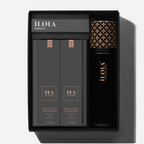 iLOLA tea packaging with black box and bottle on a white background