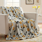 DaDa Bedding Yellow Fleur Floral Fleece Throw Blanket
