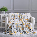 DaDa Bedding Yellow Fleur Floral Fleece Throw Blanket