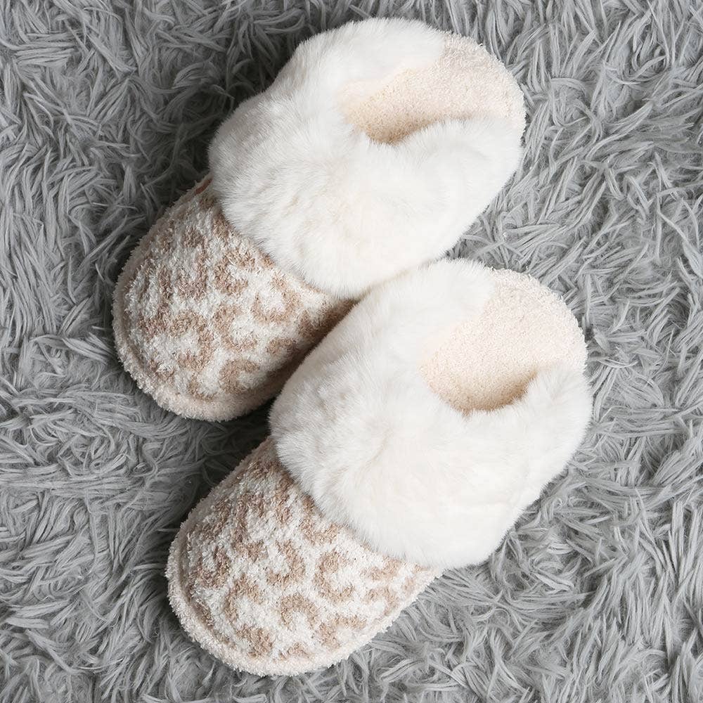 Leopard Faux Fur Indoor Slippers