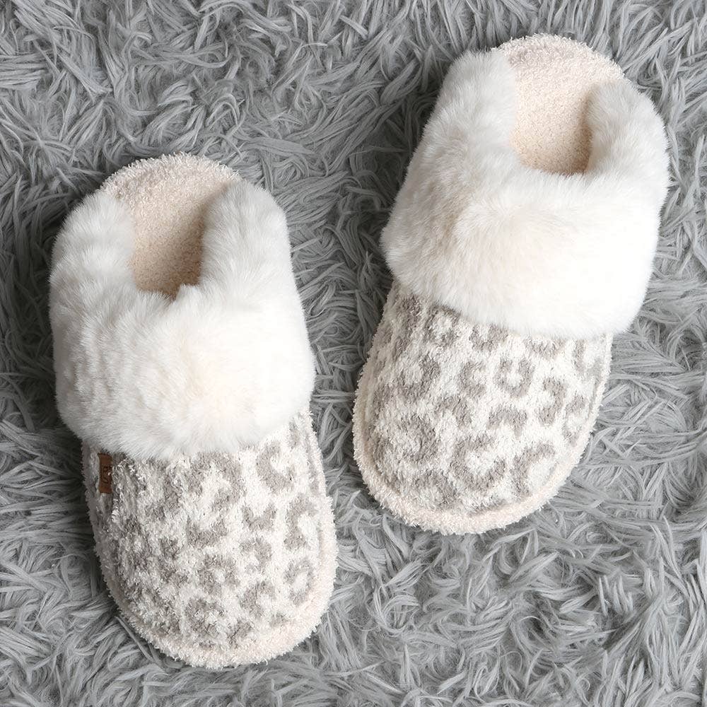 Leopard Faux Fur Indoor Slippers