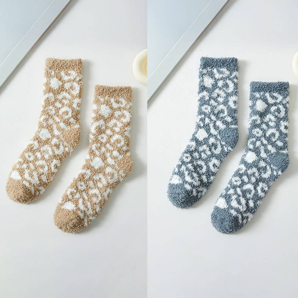 Fuzzy Leopard Socks