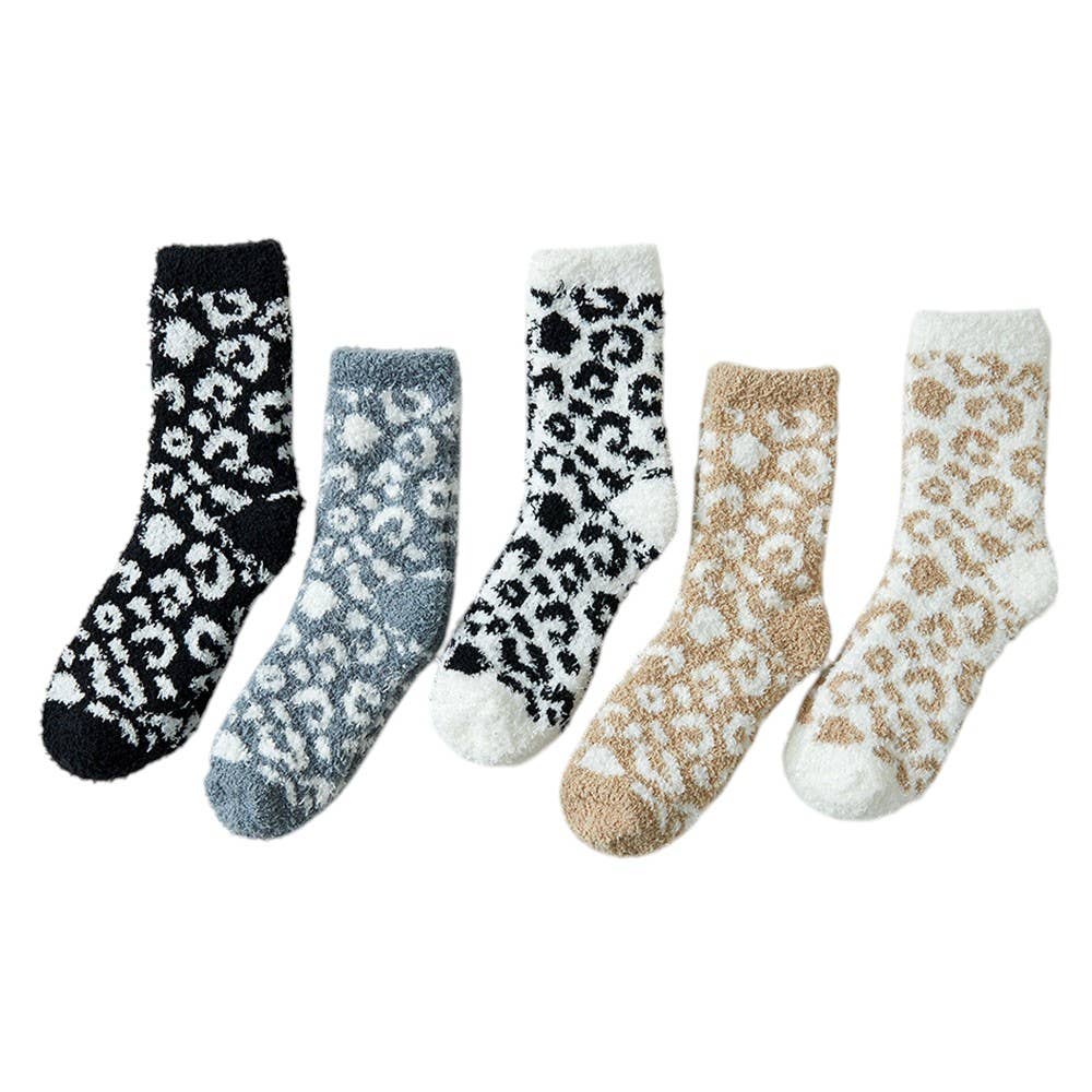 Fuzzy Leopard Socks