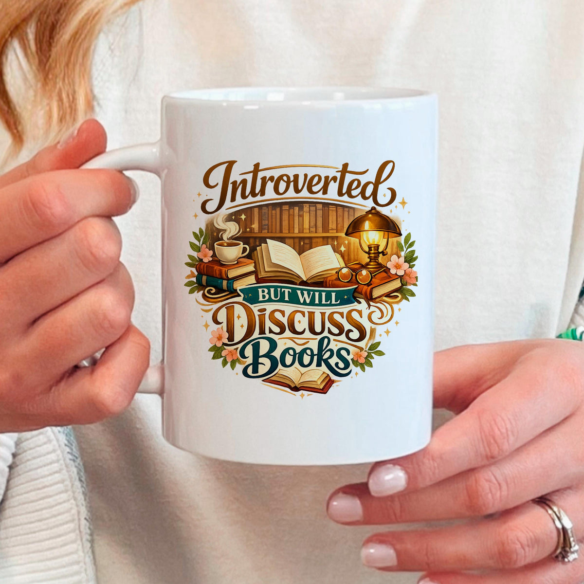 Introverted Book Lover Mug – Colorful Ceramic Coffee Cup with Witty Quote