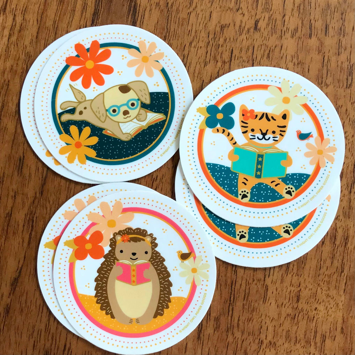 Reading Hedgehog Vinyl Sticker