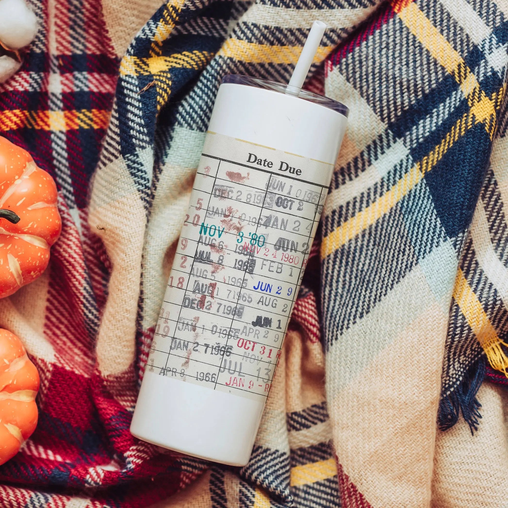 Library Water Bottle – Vintage Library Tumbler, Insulated Skinny Tumbler Gift for Bookworm