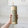 Inspirational Water Bottle, Encouragement Gift, Glitter Skinny Tumbler, Brave Strong Smart Loved Travel Cup