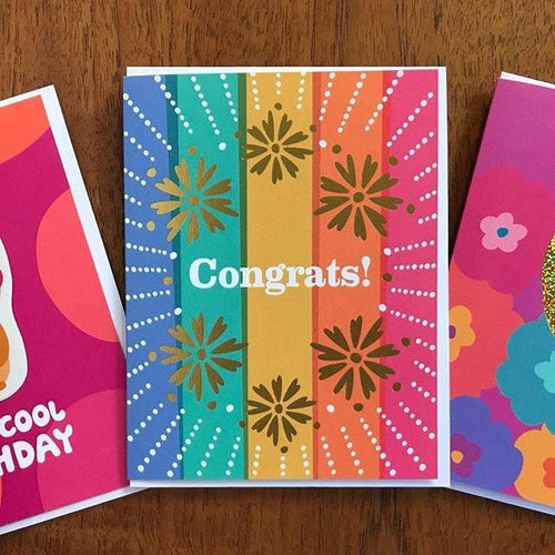 Bright Floral Foil-Stamped Congratulations Card